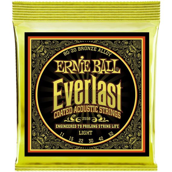 ERNIE BALL 2558 Everlast Coated 80/20 Bronze Light 11-52 Струны для акустической гитары