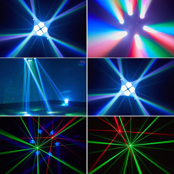 LED STAR MA-E042 Эффект светодиодный вращающийся многолучевой 4 в 1 Beam, B-EYE, Strobe, Laser, DMX