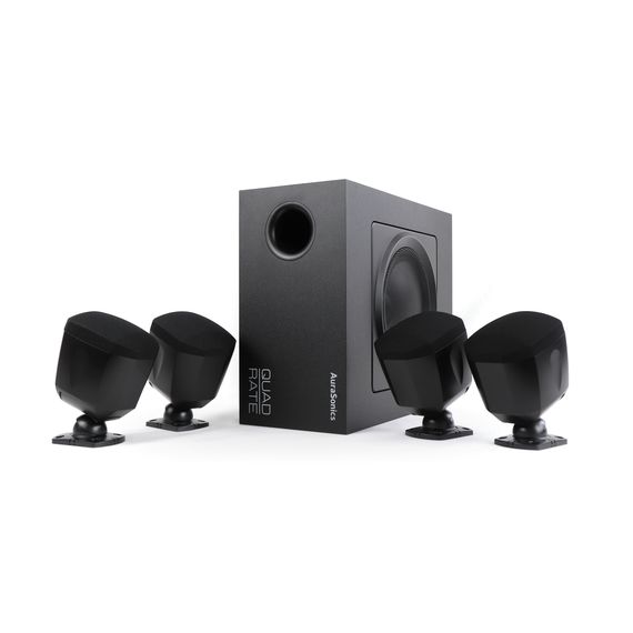 AURASONICS QUADRATE-BK комплект настенный сабвуфер 6,5" и 4 сателлита 3", встроенный кроссовер, 70/1