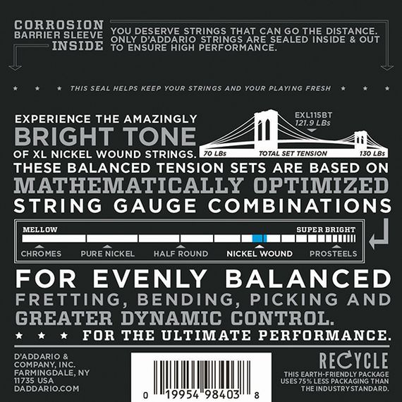 D'ADDARIO EXL115BT Nickel Wound Комплект струн для электрогитары, Medium, 11-50, изображение 2
