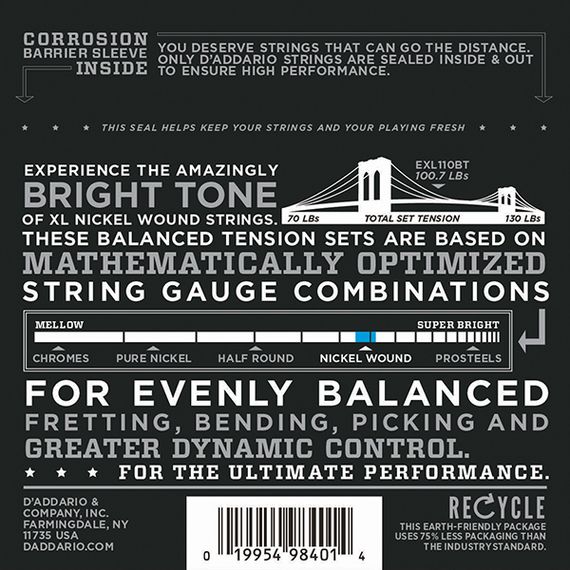D'ADDARIO EXL110BT Nickel Wound Комплект струн для электрогитары, Regular Light, 10-46, изображение 2