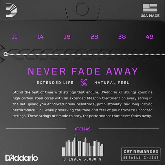 D'ADDARIO XTE1149 XT Комплект струн для электрогитары, никелированные, 11-49, с покрытием, изображение 2